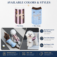 Jersey Hewan Peliharaan Desain Garis-garis Pink Biru Kerah Polo Bahan Bernapas untuk Anjing Kecil Ukuran Khusus Label Pribadi Perlengkapan Pakaian Hewan Peliharaan