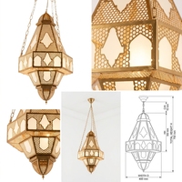 Lustre marocain LED carré en fer forgé fait main de taille moyenne, style arabe, lampe suspendue dorée pour salle à manger, hall d'hôtel