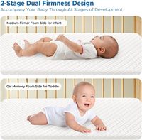 Matelas de lit bébé en mousse à mémoire de forme, double face, respirant, hypoallergénique, léger, avec housse amovible et lavable, épaisseur 5 pouces, compatible avec les lits bébé