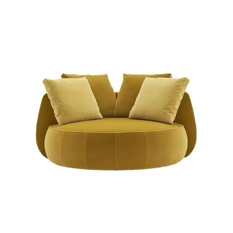 Chaise pivotante en velours jaune moderne personnalisable, canapé rotatif pour Villa, canapé de luxe pour salon