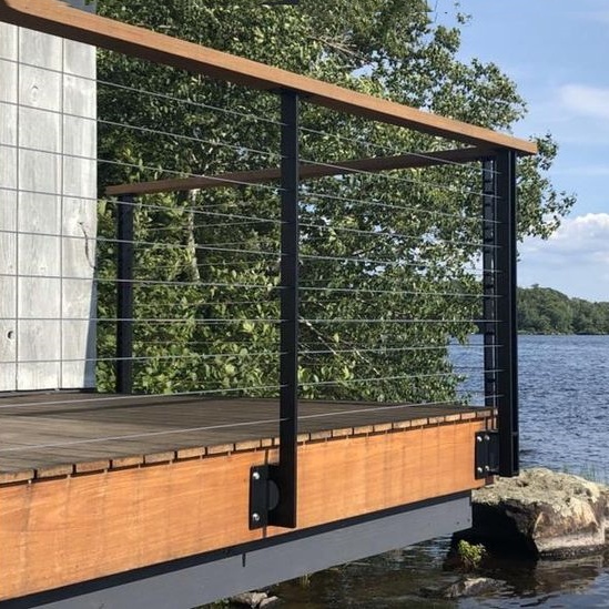 Custom Metal Black Cabe Railing System Wood Cable Wire Balustrade Railing