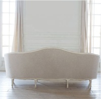 Juego de Sofás Chesterfield Seraphine Francés en Lino Color Niebla y Madera Gesso con Acabado Oyster para Sala de Estar, Muebles para el Hogar