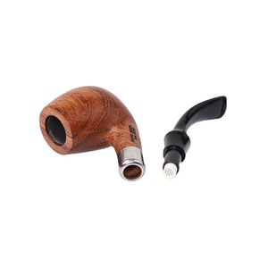 Muxiang Wooden Tobacco Pipe Bent Type With Metal Ring Rosewood Smoking Pipe For Personal Gift - Product Image 5