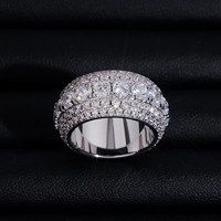 Bague Moissanite à 5 rangées en argent sterling 925, bijoux de mode brillants pour hommes, testeur de diamants réussi, beau cadeau