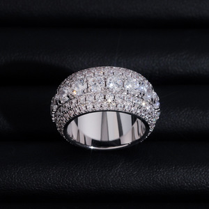 5-Row Moissanite <strong>Ring</strong> in <strong>925</strong> Sterling <strong>Silver</strong>, Shiny Fashion Jewelry for Men, Diamond Tester Passed, Nice Gift - Product Image 5
