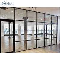 Cloison de séparation en verre pour bureau commercial, cadre en alliage d'aluminium, insonorisation 45 dB, installation facile pour hôpital et école