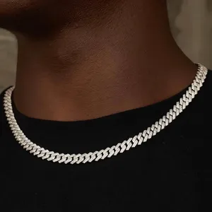 Hip Hip Jewelry Set Men 8mm Bling CZ Iced Out Necklace Gold Plated Cuban Link Chain Bracelet Miami Diamond Prong Cuban Necklace