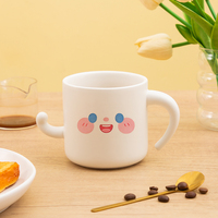 Mug en porcelaine avec poignée en forme de dessin animé mignon, motif visage souriant personnalisé, tasse à café en céramique