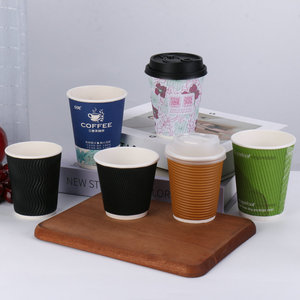 Gobelets à paroi ondulée écologiques YBLPAK en papier kraft recyclable pour l'eau, le <span class=keywords><strong>vin</strong></span>, les boissons gazeuses, l'eau minérale, la tequila - Product Image 1