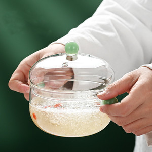 Solhui Mignon <span class=keywords><strong>mini</strong></span> bols à soupe <span class=keywords><strong>en</strong></span> verre transparent avec couvercle et poignée colorée 500ml - Product Image 2