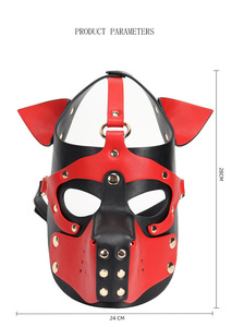 SM หน้ากากทาสหน้ามีฮู้ดหัวสุนัขทำจากหนัง PU ของเล่นทางเพศสำหรับผู้ใหญ่ - Product Image 6