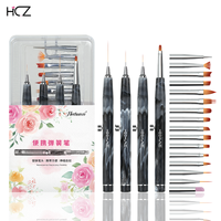Fournitures d'ongles Manche en plastique marbré noir Vente en gros de brosse à cheveux en nylon Ensemble de pinceaux pour ongles en acrylique Fabricant d'impression OEM