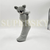 Chaussettes mi-mollet personnalisées unisexes en crochet à la main, mignonnes, en 3D, avec décoration koala, chaudes pour l'hiver, épaisses, pour la maison, pour l'intérieur