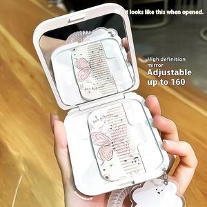 Sisir cermin kecil kupu-kupu lucu, sisir cermin lipat portabel 2 dalam 1 cermin rias wanita - Product Image 1