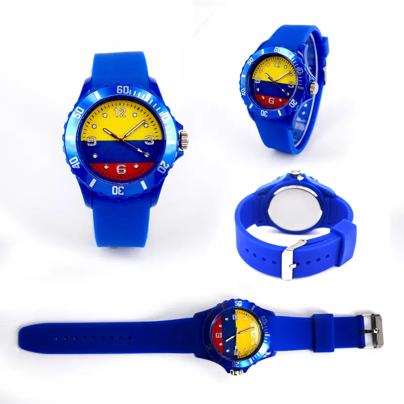 Reloj de silicona deportivo con bandera, reloj electrónico de cuarzo, sencillo, a la moda, con logotipo personalizado, resistente al agua, novedad de 2022