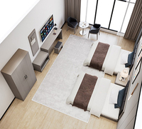 Projet d'hôtel à bas prix Salle de séjour en bois Grain de meubles modernes Design Double lit de rangement