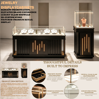 Meubles de présentation haut de gamme pour bijouterie, écologiques, avec vitrine en verre éclairée par LED, comptoir îlot et vitrine haute assortie