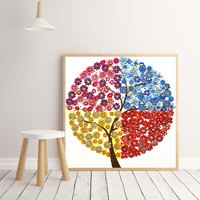 Kit de Peinture Diamant 5D DIY Moderne Arbre Toutes Saisons 30x30cm Toile Polyester Art Nature Morte