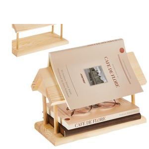 Étagère à livres triangulaire en bois, couleur bois naturel, design minimaliste, bibliothèque de table, support de lecture peu encombrant - Product Image 3