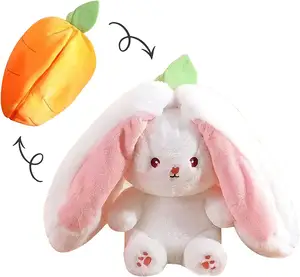 Peluche animaux 18cm rose fraise orange blanc lapin avec carotte fruit doux jouet lapin en peluche lapin lapin lapin