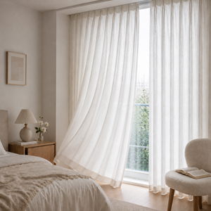 Voilages texturés en faux <span class=keywords><strong>lin</strong></span> DaiRui, blanc crème, pour chambre et salon, panneaux de voile doux et translucides, rideaux occultants, vente en gros - Product Image 5