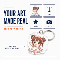 Porte-clés en acrylique personnalisé Anime, chaîne à maillons, acrylique brillant de 5 mm d'épaisseur, impression UV personnalisée, impression d'illustrations sur mesure, vente en gros d'usine OEM