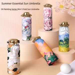 ร่มพับห้าตอนลายดอกไม้ขนาดเล็กพกพาสะดวก UPF50 สำหรับผู้หญิง เหมาะสำหรับการเดินทาง ขายส่ง รับทำโลโก้ตามสั่ง ของขวัญสำหรับร้านค้าปลีกและบูติก - Product Image 2