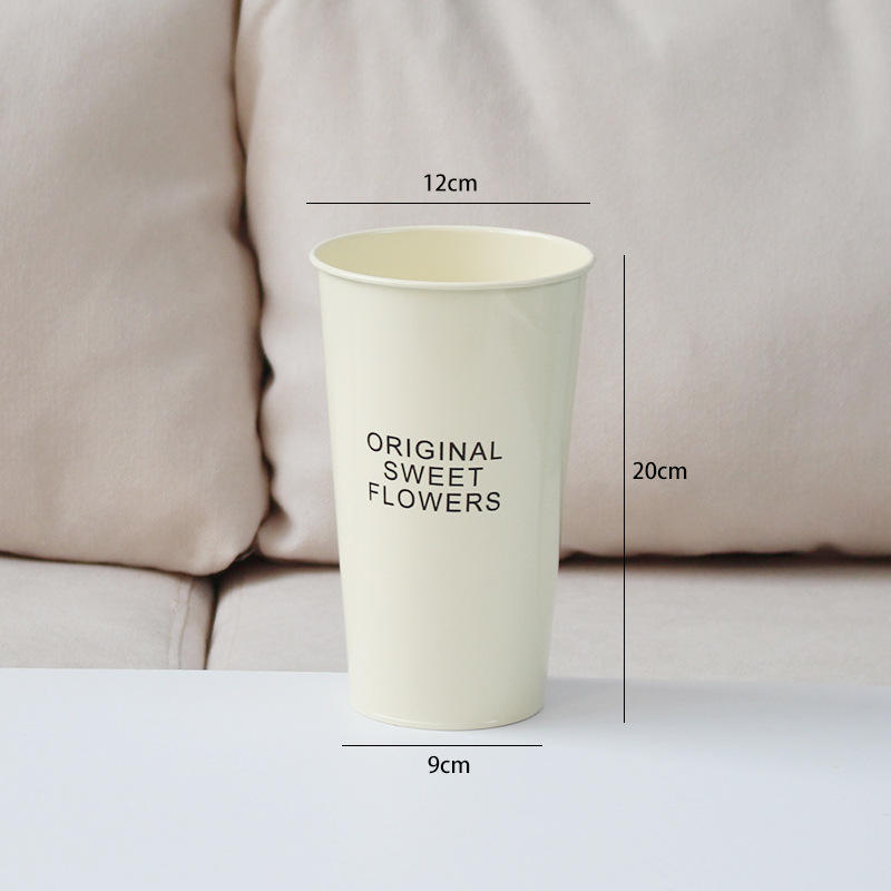 Beige small flower barrel without handle 20cm high