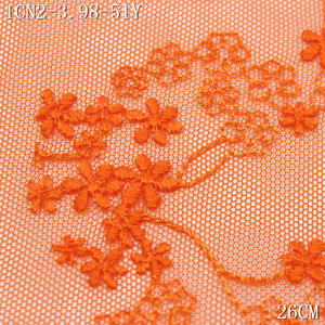 Encaje Bordado Floral Pequeño de Alta Calidad y Ecológico de 26 cm, Accesorio para Prendas, Encaje Bordado de Malla Naranja Vintage para Sujetador - Product Image 4