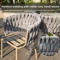 Ensemble table et chaises d'extérieur en alliage d'aluminium empilables, durables, écologiques et créatifs de style nordique pour cour, jardin, terrasse