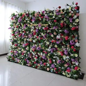 Rustic Wedding Events Ceiling Decoration Flower Wall Backdrop 8ft*8ft Flower Panel Wall Cloth Back