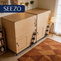 Capsule de couchage de luxe en bois de chêne avec armoire miroir, pour hôtel, camping et projets OEM, avec circulation d'air