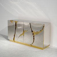 Console d'entrée de luxe créative, meuble TV pour la décoration du salon, miroir, métal contemporain, personnalisé, moderne