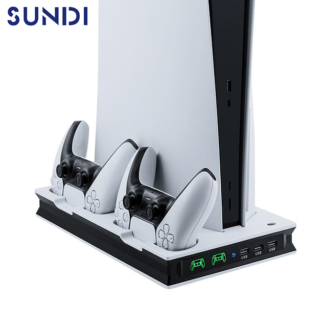 New Multi-Function Dual Controller Charging Station Base Cooling Fan Vertical Stand for Ps5 Console Charger