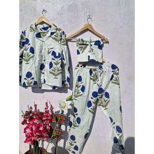 Floral Print Pajama Set Indian Cotton Nightwear Women Sleepwear Bohemian <b>Pyjamas</b> Gift <b>For</b> Her - Product Image 6