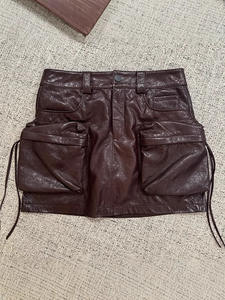 5352 แฟชั่นสุดฮิต 2026 สำหรับผู้หญิง <span class=keywords><strong>ก</strong></span>ระโปรงหนังแท้ สไตล์คาร์โ<span class=keywords><strong>ก</strong></span>้ หนังแกะเคลือบน้ำมัน <span class=keywords><strong>ก</strong></span>ระโปรงหนังสั้น มี<span class=keywords><strong>ก</strong></span>ระเป๋า - Product Image 6