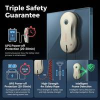 Robot de nettoyage de vitres intelligent anti-chute 3000Pa X9 avec double pulvérisation d'eau, robot nettoyeur de vitres automatique pour immeubles de grande hauteur