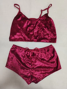 Pakaian wanita pakaian dalam ukuran Plus atasan Halter + celana pendek baju tidur Lingerie wanita seksi Dewasa piyama beludru pakaian Malam - Product Image 5