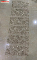 Tissu de dentelle brodé de cordon Randa Factory avec perles de verre tubulaires en cristal et paillettes, Fila Encaje Guatemala