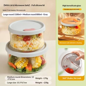 Lonchera Redonda de Vidrio Hermética para Niños, Regreso a Clases, Recipiente de Alimentos de Vidrio de Borosilicato Alto, Apto para Horno de Microondas - Product Image 5