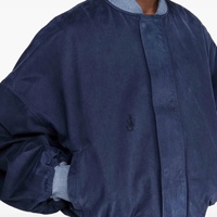 Marineblaue Slim-Fit Lederjacke Herbst Sport Letterman-Stil Standarddicke Wolle Nylon Außenmaterial Baumwolle Herrenjacken