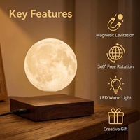 Lámpara Nocturna Levitante con Forma de Luna HCNT, LED Flotante Blanco Cálido, Control Táctil, para Niños