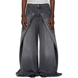 <span class=keywords><strong>Jeans</strong></span> larghi in Denim di cotone 100% Maxi personalizzato grigio per uomo pantaloni di <span class=keywords><strong>Jeans</strong></span> estesi all'ingrosso - Product Image 1