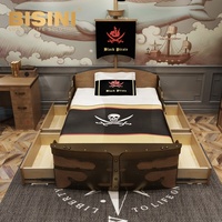 Lit pour enfants en forme de corsaire, lit de pirate pour garçons/filles avec table de chevet, ensemble de chambre à coucher ludique pour enfants