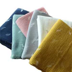 Tissu mousseline de gaze double couche 100% coton, étoffe froissée pour vêtements de bébé, pyjama