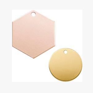 Espacios en blanco <span class=keywords><strong>hexagonales</strong></span> de latón para grabar <span class=keywords><strong>monedas</strong></span> de estampado de cobre con orificio circular - Product Image 1