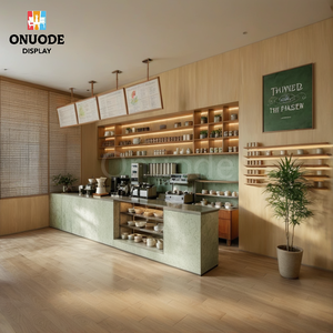 Tủ trưng bày cửa hàng đặt làm riêng, quầy bar cà phê bằng gỗ thủ công, dùng để trưng bày cửa hàng, thiết kế nội thất quán cà phê, thiết kế quán cà phê - Product Image 4