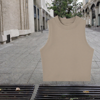 Débardeur court personnalisé pour femme, taille haute, coupe ajustée, élastique, sans manches, tricoté, doux, respirant, écologique, en Spandex/Coton