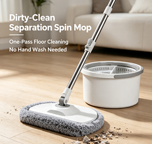 360 Rotating Self Wringing Mop and Bucket Set Microfiber Floor Cleaning Tool Sewage Separation for Home Office - Product Image 5