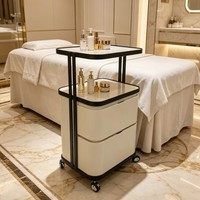 Chariot de Salon de Luxe avec Tiroirs, Meuble de Rangement Roulant Moderne pour Spa et Beauté, Chariot Utilitaire Médical pour Coiffure et Tatouage